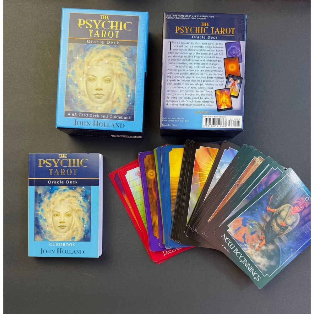 John Holland The Psychic Tarot Oracle Deck 65 Cards Guidebook Blue Spiritual